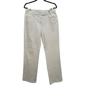 Talbots White Pants Womens 12 Wide Leg Stretch Summer‎ Casual Rhinestone Accent